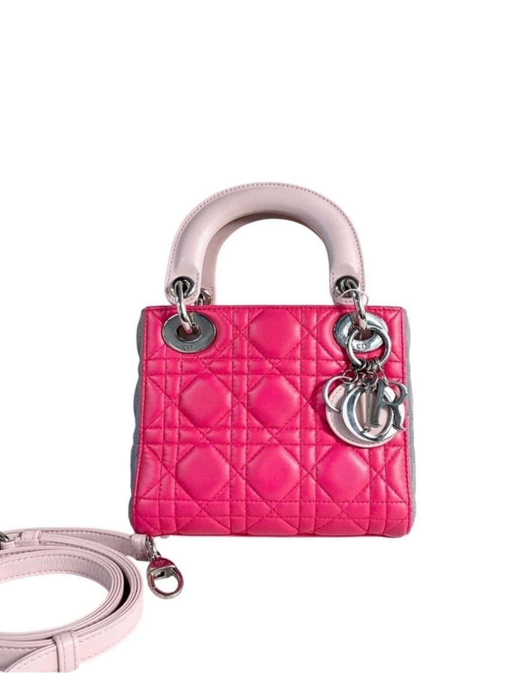 RARE Lady Dior Small Quilted Leather Tote - TRI COLOR